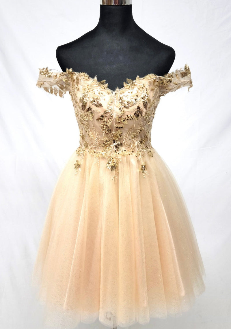 Chicas J051 Cocktail A-Line Short Sequin Embroidered Tulle Dress