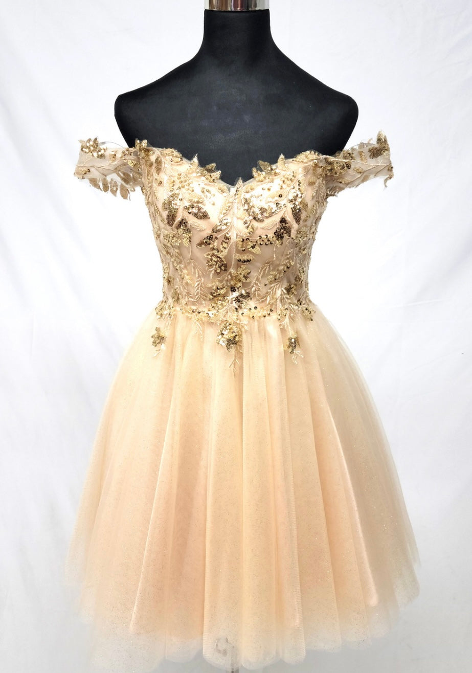 Chicas J051 Cocktail A-Line Short Sequin Embroidered Tulle Dress