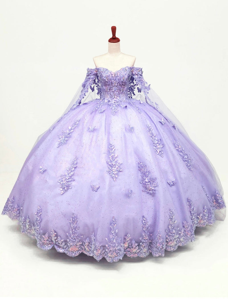 Chicas HF3121 Printed Royal BallDress Butterfly Floral Long Tulle Dress