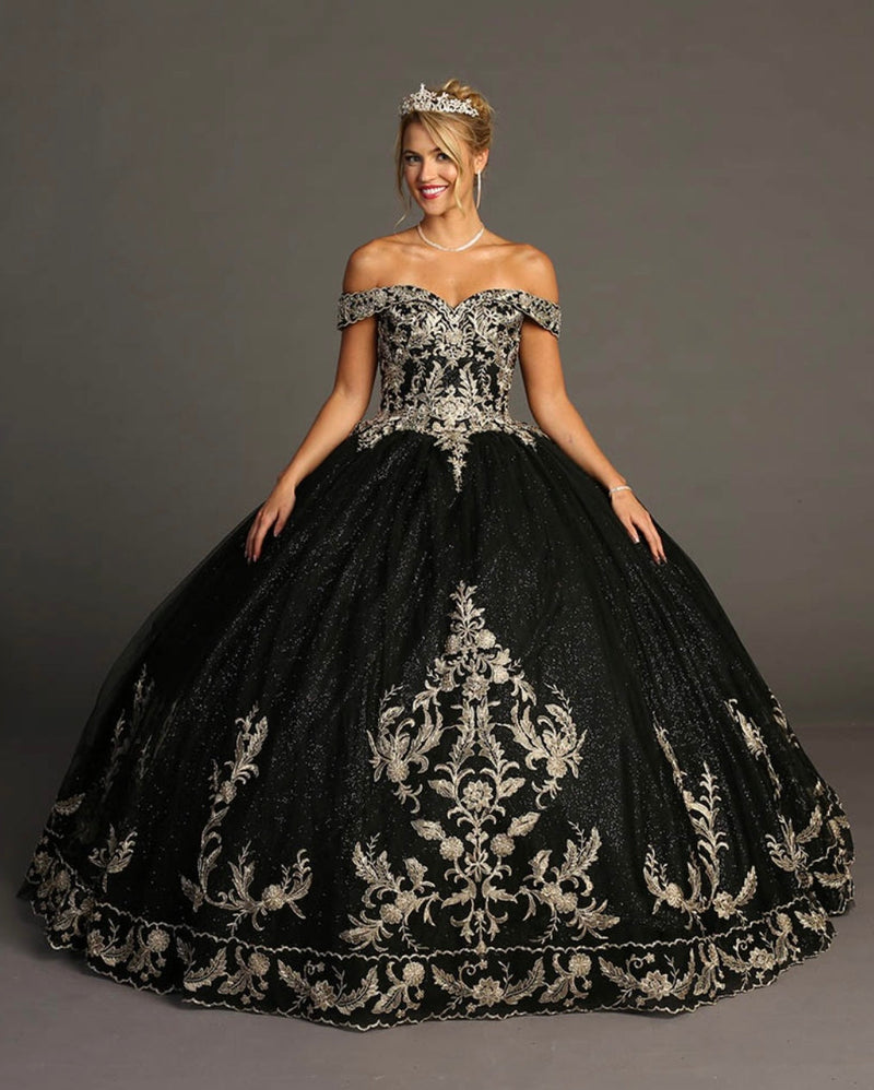 Chicas HF3006 Printed Quinceañera Blue BallDress Sweetheart Tulle Dress