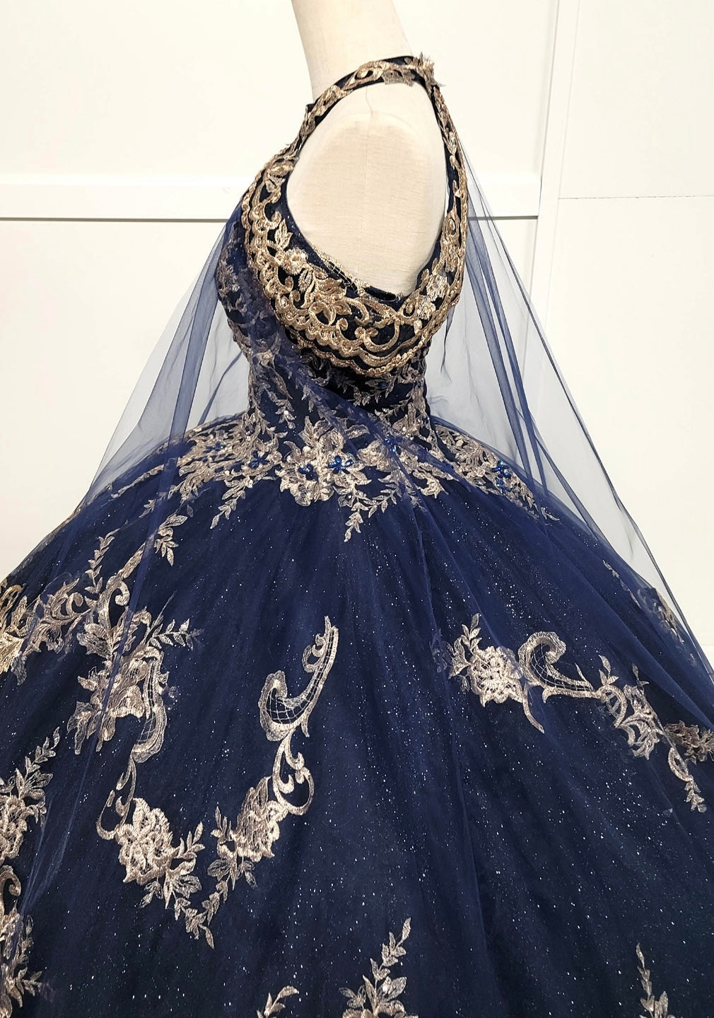 Chicas HF3091 Glitter Formal Navy BallDress Halter Tulle Dress