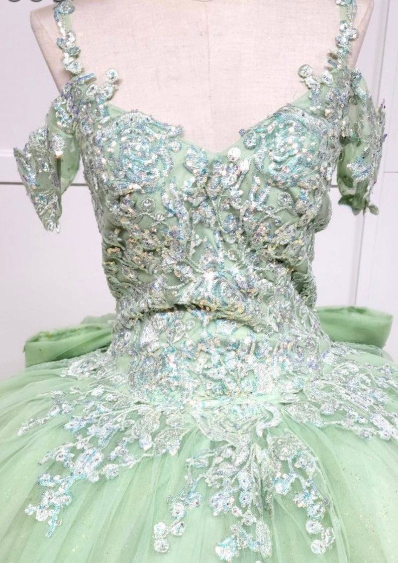 Chicas HF3089 Printed Glitter Royal BallDress Sweetheart Floral Tulle Dress