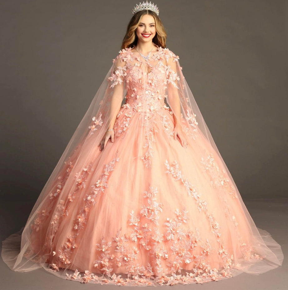 Chicas HF3055 Printed Royal BallDress Sweetheart Floral Floor-Length Tulle Dress