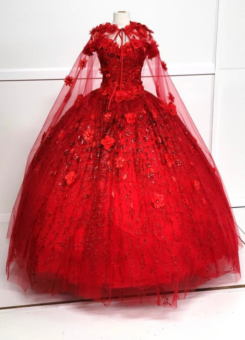 Chicas HF3065 Printed Quinceañera Royal BallDress Strapless Floral Tulle Dress