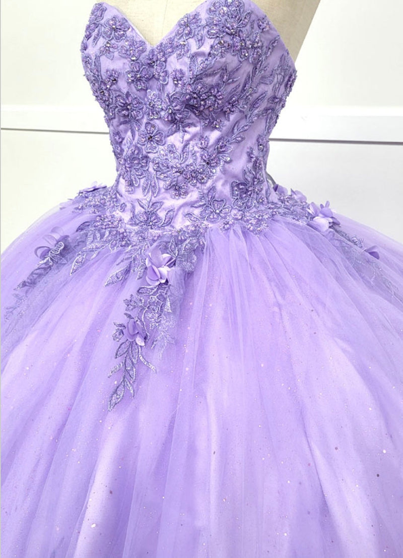 Chicas HF3035 Romantic Printed Glitter Quinceañera BallDress Strapless Tulle Dress