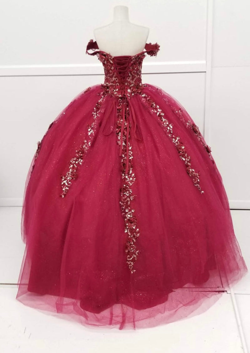 Chicas HF3056 Romantic Printed Red BallDress Sweetheart Floral Tulle Dress