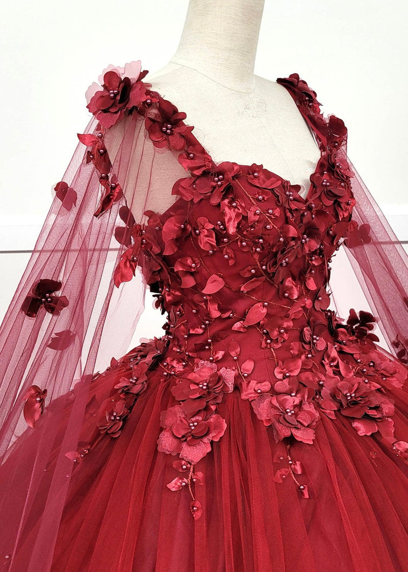 Chicas HF3018 Printed Royal BallDress Illusion Floral Tulle Dress