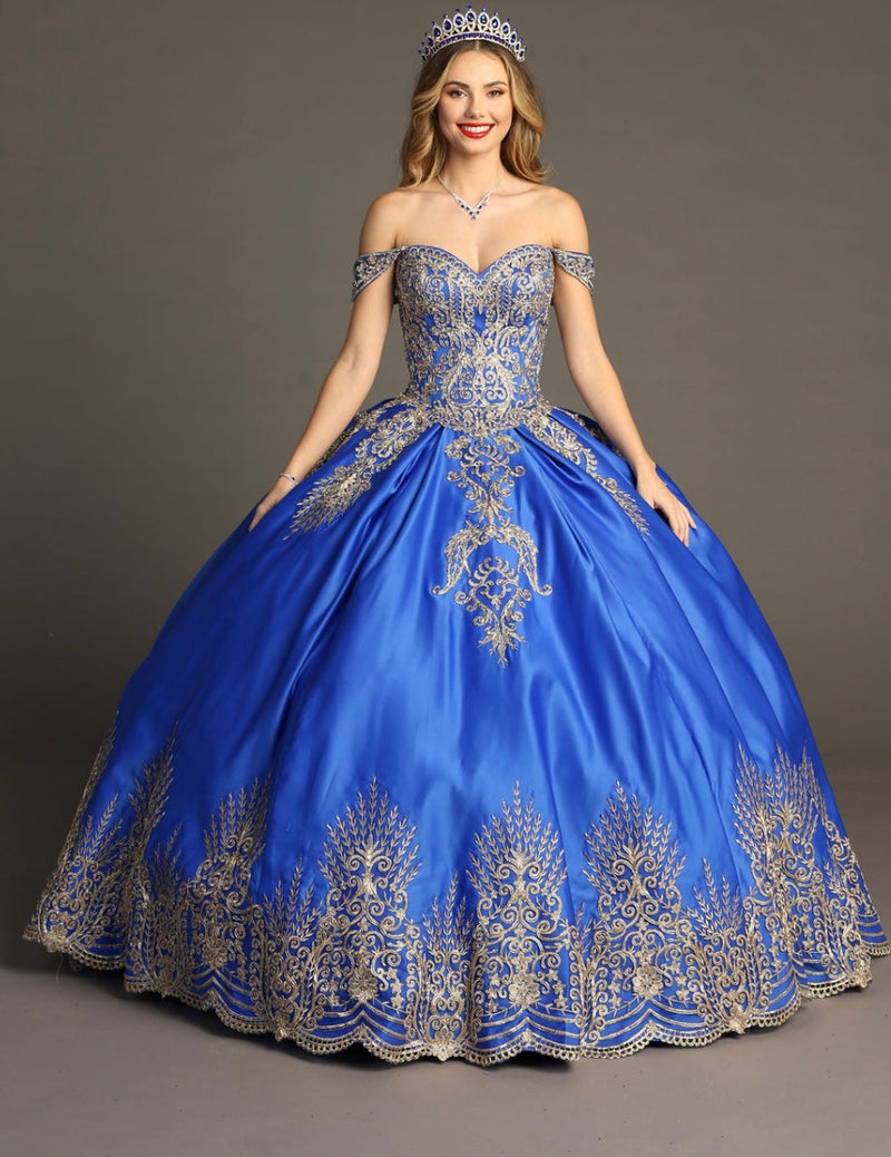 Chicas HF3007 Printed Metallic BallDress Sweetheart Floral Organza Dress