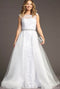 Chicas LM8023 Formal White Illusion Floor-Length Beaded Fabric Dress