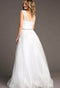 Chicas LM8023 Formal White Illusion Floor-Length Beaded Fabric Dress