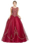 Chicas YM2001 Formal Wine BallDress Illusion Floor-Length Corset Tulle Dress
