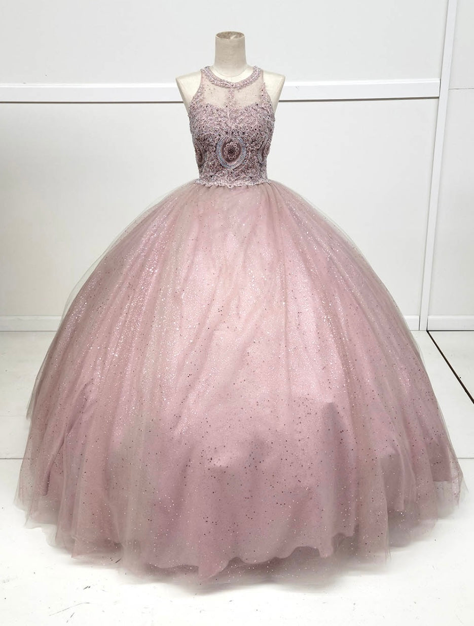 Chicas YG5014 Glitter Formal Wine BallDress Illusion Floor-Length Tulle Dress