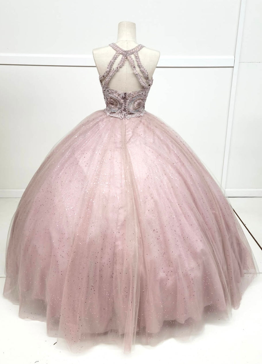 Chicas YG5014 Glitter Formal Wine BallDress Illusion Floor-Length Tulle Dress