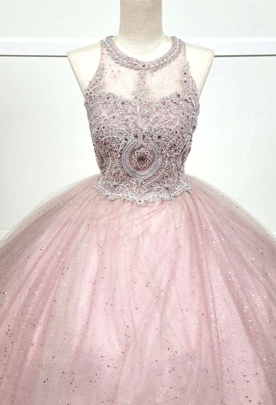 Chicas YG5014 Glitter Formal Wine BallDress Illusion Floor-Length Tulle Dress
