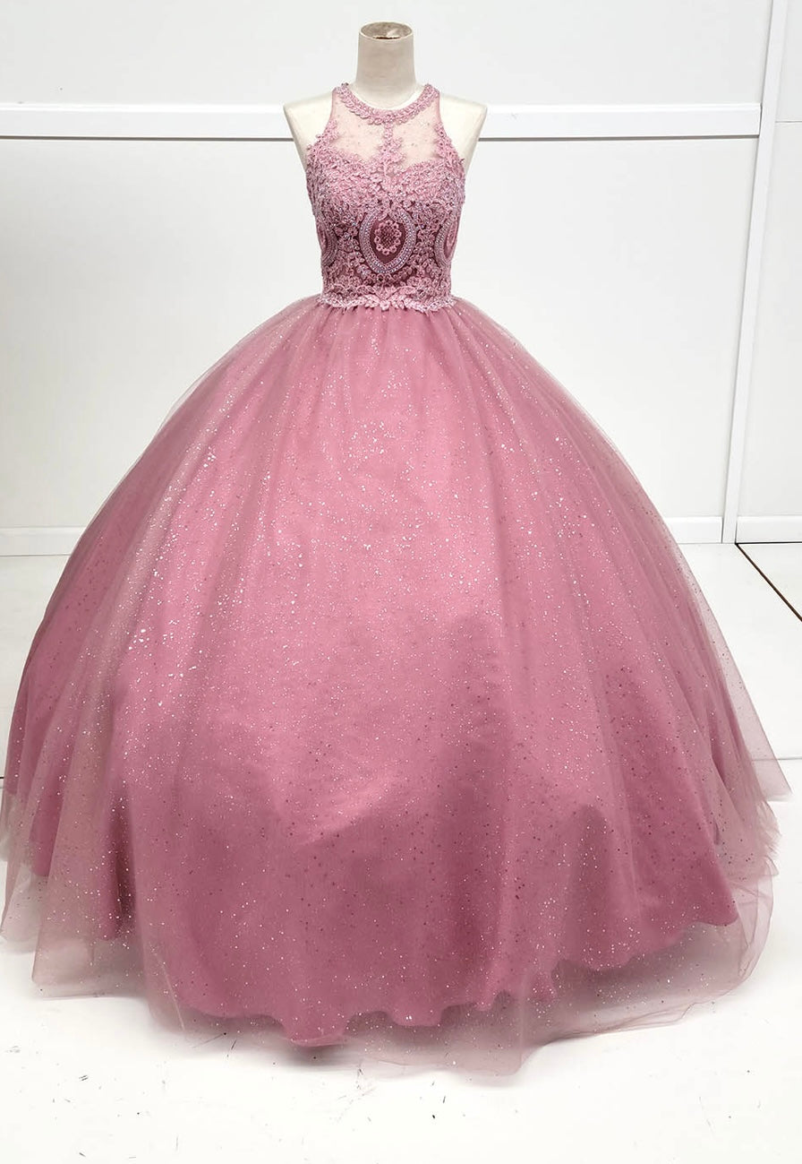 Chicas YG5014 Glitter Formal Wine BallDress Illusion Floor-Length Tulle Dress