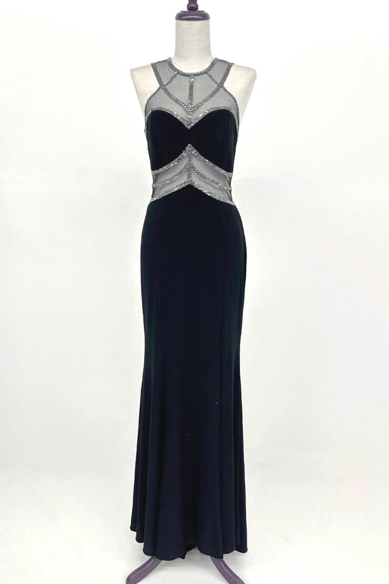 Chicas YG5006 Evening Sheath Illusion Floor-Length Fabric Dress