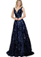 Chicas BT9012 Glam Printed Evening Navy A-Line Floral Fabric Dress