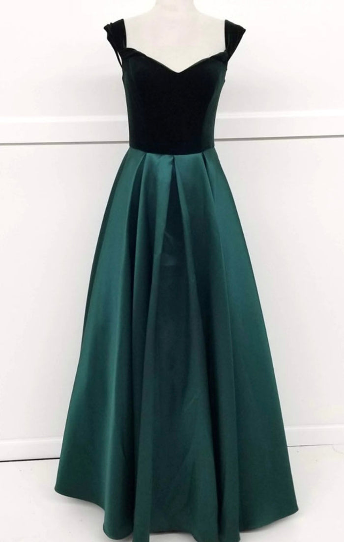 Chicas C7062 Elegant Evening Navy A-Line Sweetheart Floor-Length Satin Dress