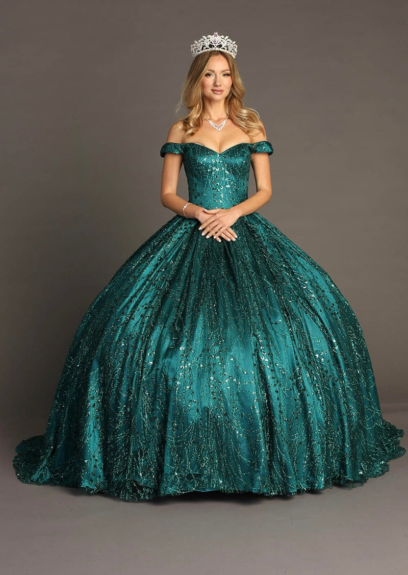 Chicas BT9013 Quinceañera Red BallDress Off-Shoulder Fabric Dress