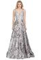 Chicas C1543 Printed Prom Black A-Line Illusion Mesh Dress