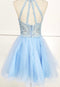 Chicas DM4002 Elegant Formal Halter Short Appliqué Style Tulle Dress