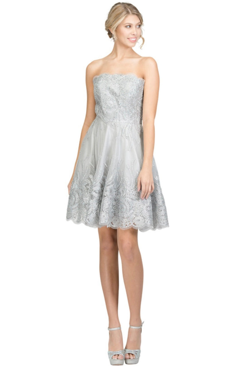 Chicas C1534 Cocktail Royal A-Line Strapless Short Fabric Dress