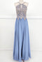Chicas C1521 Printed Evening A-Line Floral Floor-Length Beaded Chiffon Dress