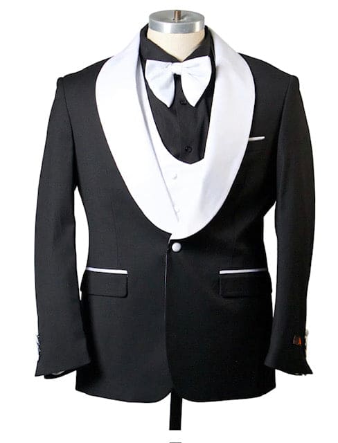 Mens Black Dinner. Jacket - Two Toned Color Blazer Black and White Lapel Sport Coat