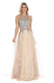 Chicas DR7004 Evening Silver A-Line Illusion Floor-Length Tulle Dress