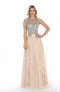 Chicas DR7004 Evening Silver A-Line Illusion Floor-Length Tulle Dress