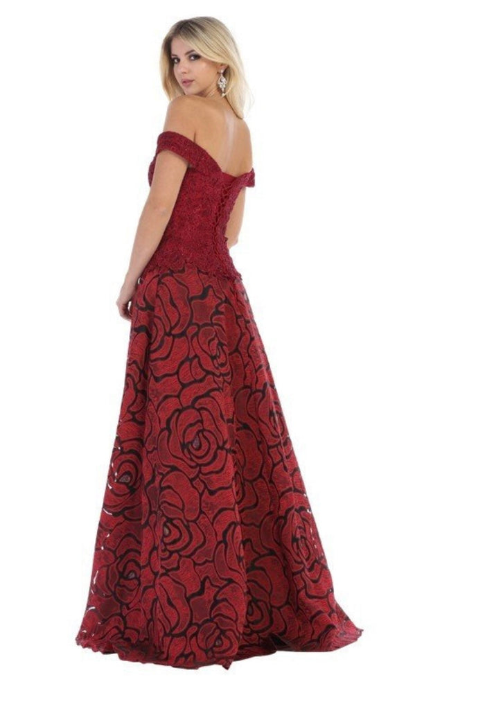 Chicas SD3001 Formal Red A-Line Sweetheart Floor-Length Lace Dress