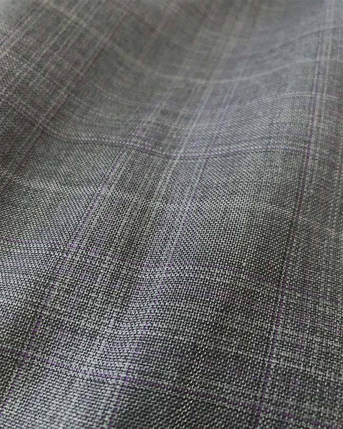 Pompey Collection - Men's Glen Plaid Dress Suit 2 Piece Regular Fit in Gray