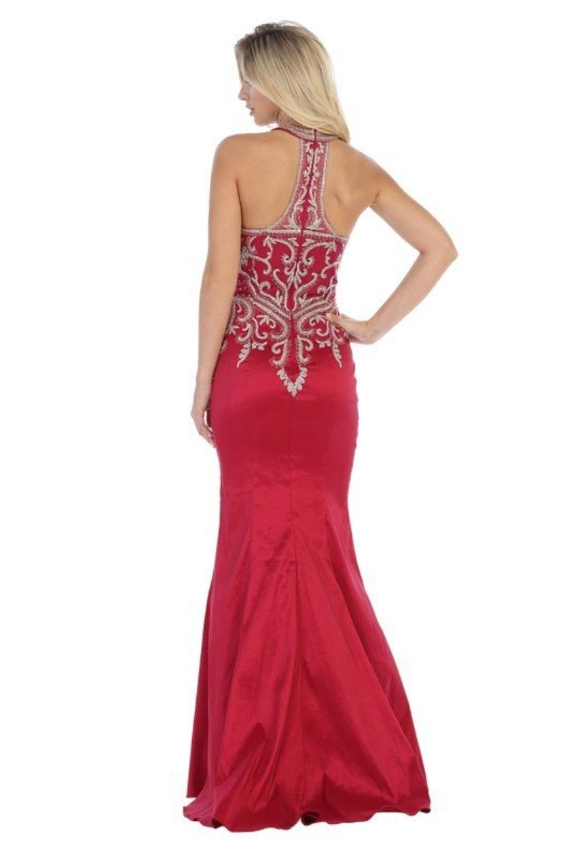 Chicas C9155 Prom Royal Mermaid Halter Floor-Length Fabric Dress