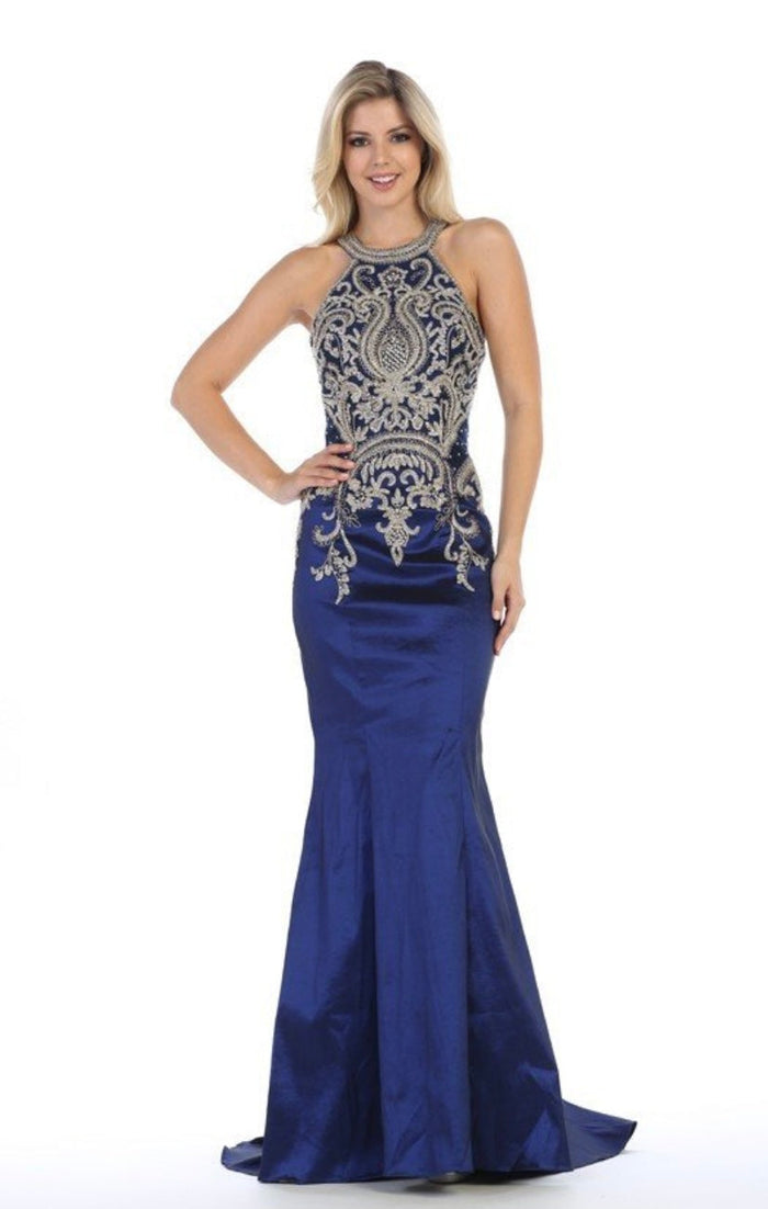 Chicas C9155 Prom Royal Mermaid Halter Floor-Length Fabric Dress