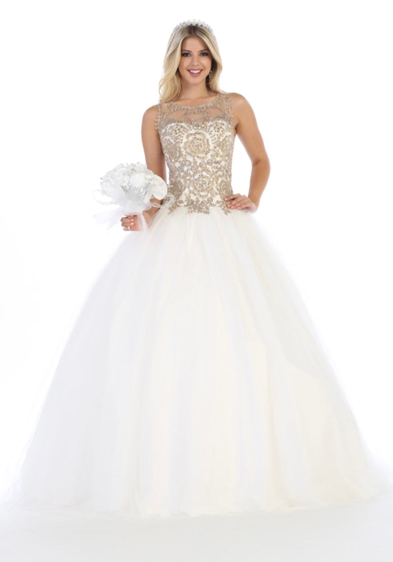 Chicas C9161 Formal Red BallDress Illusion Floor-Length Tulle Dress
