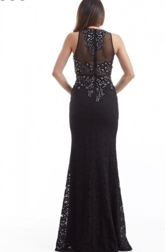 Chicas CR4225 Prom Black Mermaid Illusion Floor-Length Lace Dress