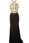 Chicas CR7001 Prom Black Two-Piece Halter Long Fabric Dress