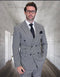 Men’s Black & White Houndstooth Double Breasted Wool Suit – 2 Piece Modern Fit Peak Lapel Suit
