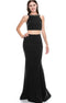 Chicas C2030 Modern Formal Black Mermaid Halter Beaded Fabric Dress