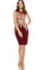 Chicas C7801 Cocktail Black Illusion Embroidered Appliqué Mesh Dress