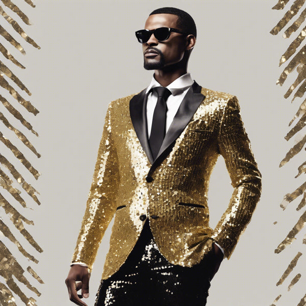 Mens Sequin  Suit Gold Tuxedo - Party Suits - Stage Suit