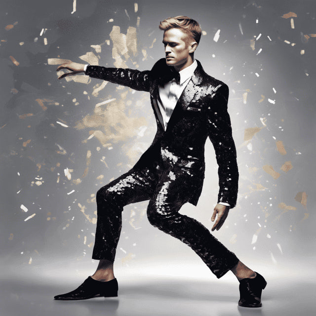 Mens Glitter Suit  Black Tuxedo - Party Suits - Stage Suit