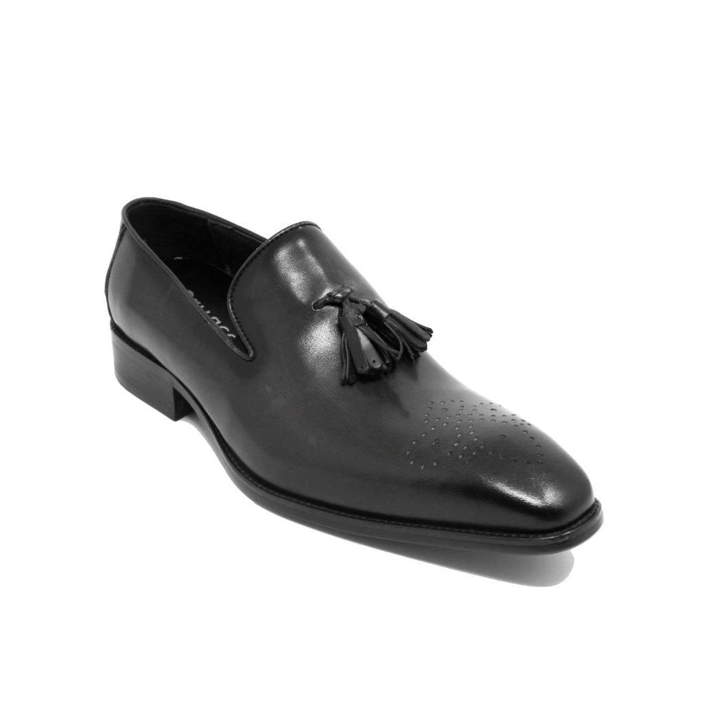 Mens Carrucci Wholecut Leather tassel Loafer Dress Shoe in Cognac