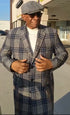 Overcoat - With Blue Plaid Pattern Coat - Wool Fabric Topcoat