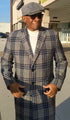 Overcoat - With Blue Plaid Pattern Coat - Wool Fabric Topcoat