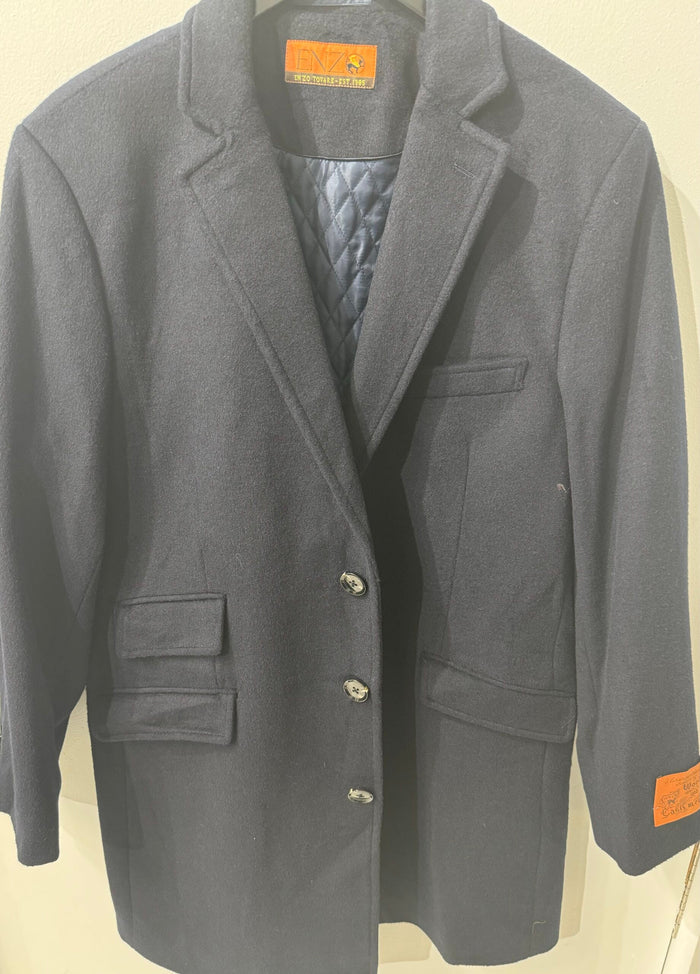 Enzo Topcoat Navy Wool & Cashmere Blend