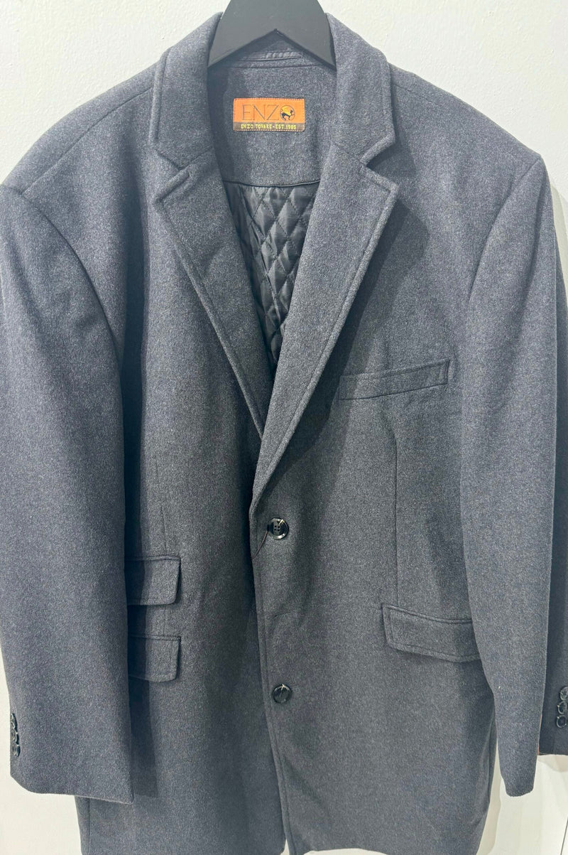 Enzo Topcoat Charcoal Wool & Cashmere Blend