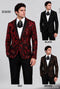 Men's red, black and brown ornate sequin blazers