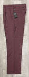 Tiglio Luxe 2521 burgundy comfort fit pants with single pleat. Straight leg, 18" opening. Smooth, lightweight fabric with subtle texture. Button closure, side pockets.