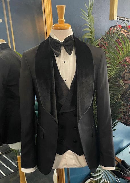 Mens Black Dinner. Jacket - Two Toned Color Blazer Black-Black Sport Coat